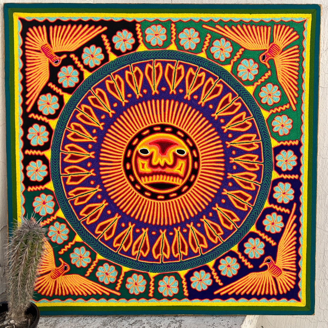 HUICHOL ART PAINT to Wall Decoration of Sun. Huichol Mexican - Etsy