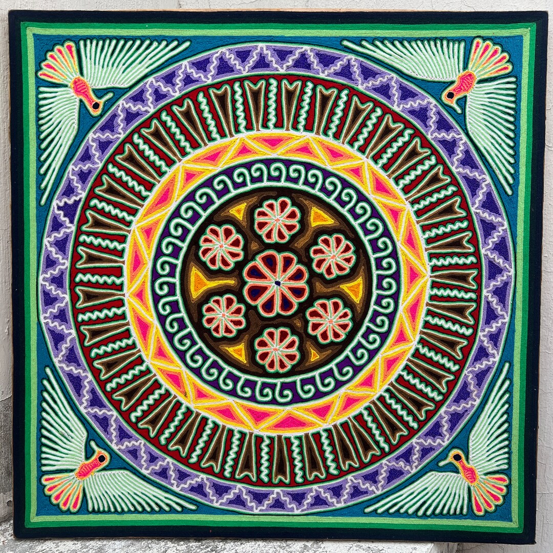 Buy Mexican HUICHOL ART PAINTING to Wall Decoration. Yarn Huichol ...