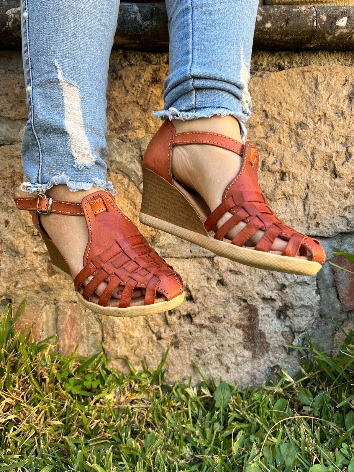 Pink Wedge Sandals Etsy Singapore