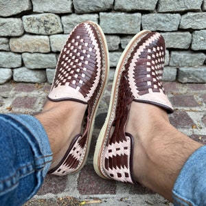 CHECKERED LEATHER Shoes. Mexican Huarache. Men’s Fashion Shoes. Mexican Gift. All Sizes For Him