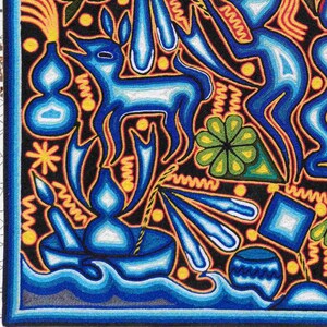 HUICHOL Art PAINT To Wall Decoration. Huichol Mexican Yarn Paint. Huichol Yarn Art. Mexican Painting. Mexican Huichol Paint 24" image 6