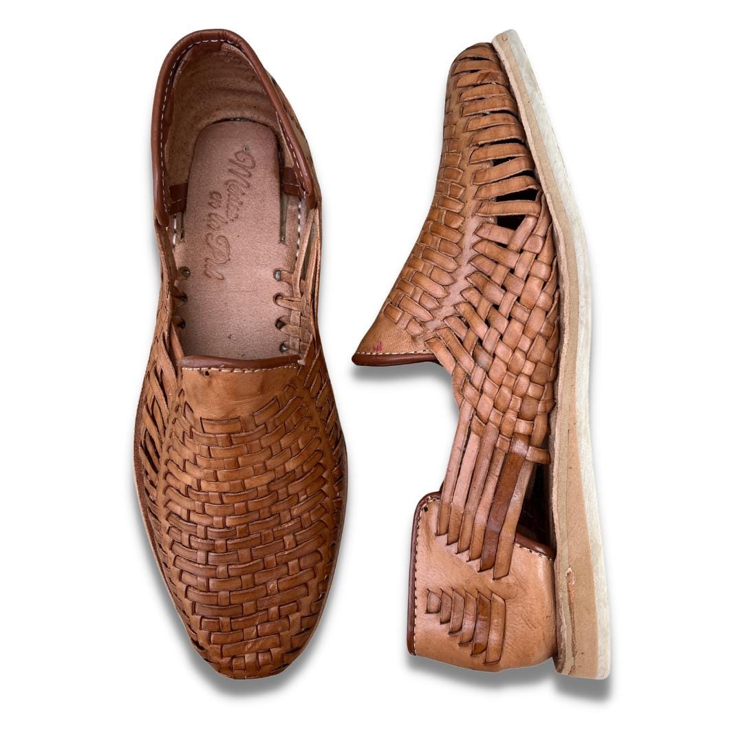 Men\'s Woven Leather Slip-On Loafers in Brown and Black- Artisan Mexican Huarache Handwoven Leather Slip-on Shoes – Mexican Huaraches for Men  main image 4