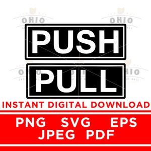 Push Pull Türschild Design Set Horizontale PNG SVG EPS jpeg pdf verwendung für Cricut Silhouette Business Entrance Exit Signage Warning