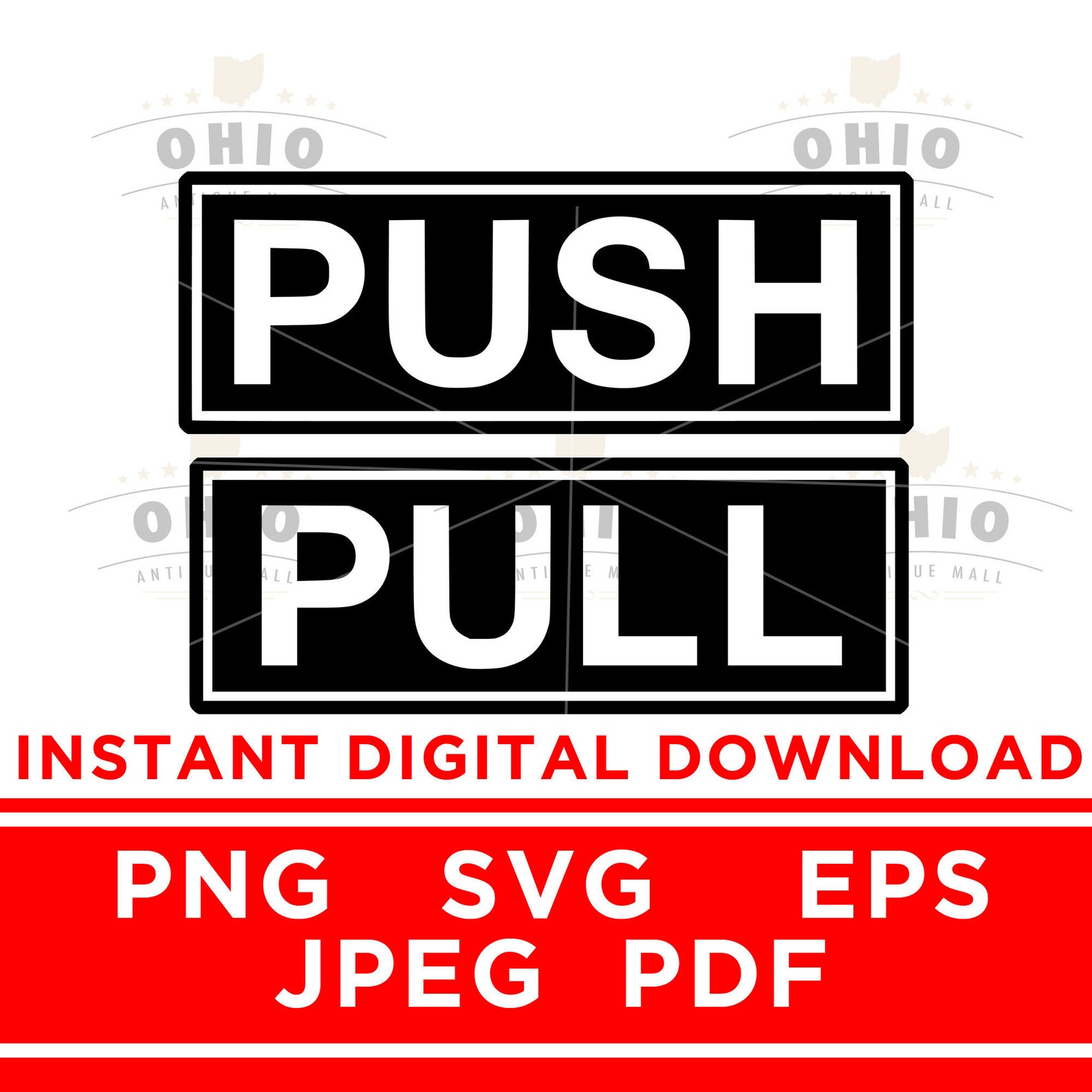 Push Pull Svg Push Pull Door Sign Design Set Horizontal PNG SVG EPS Jpeg Pdf Use for ...