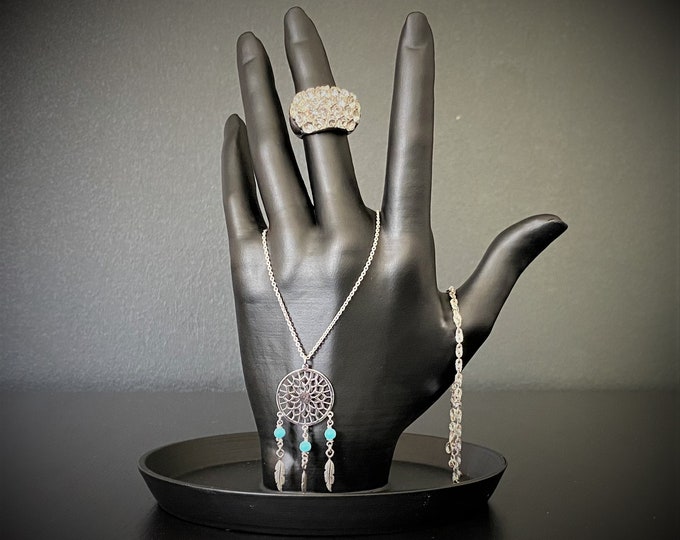 Featured listing image: Personalized Hand Jewelry Holder – Eco-Friendly Ring Dish – Bangle Necklace Display – Custom Jewelry Stand