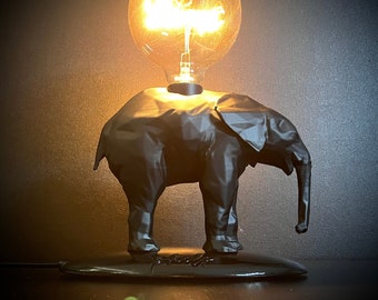 Customizable Elephant Table Lamp – Eco-Friendly African Style Decor – Unique Gift, Handmade in France, Bedside or Desk Lamp