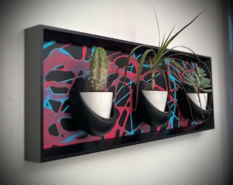 Panoramic plant frame | Magnetic ceramic pot frame | Adjustable frame | Designer black background pot cover