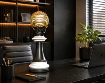 Modern Chess Piece Lamp – King & Queen Accent Light  – Gold Silver Copper Finish