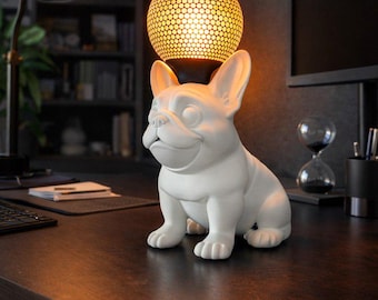 French Bulldog Table Lamp – Modern Dog Lamp – Designer Home Decor – Art Deco Lamp – Handmade in France – E27