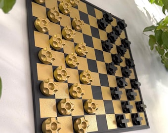 Magnetic Wall Checkers Game – 40x40 cm Modern Wall Art & Board Game – Removable Decorative Board