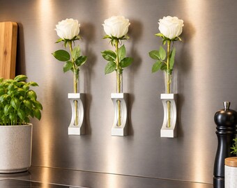 Magnetic Bud Vase with Glass Tube – Fridge Vase, Small Flower Vase, Modern Home Decor, Multiple Colors