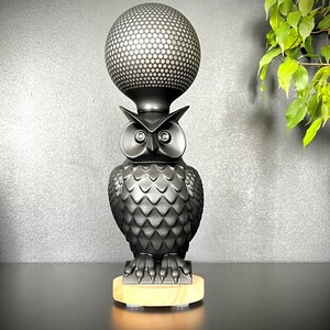 Black Owl Table Lamp – Nature-Inspired Home Decor – E27 Base – Handmade Gift Idea