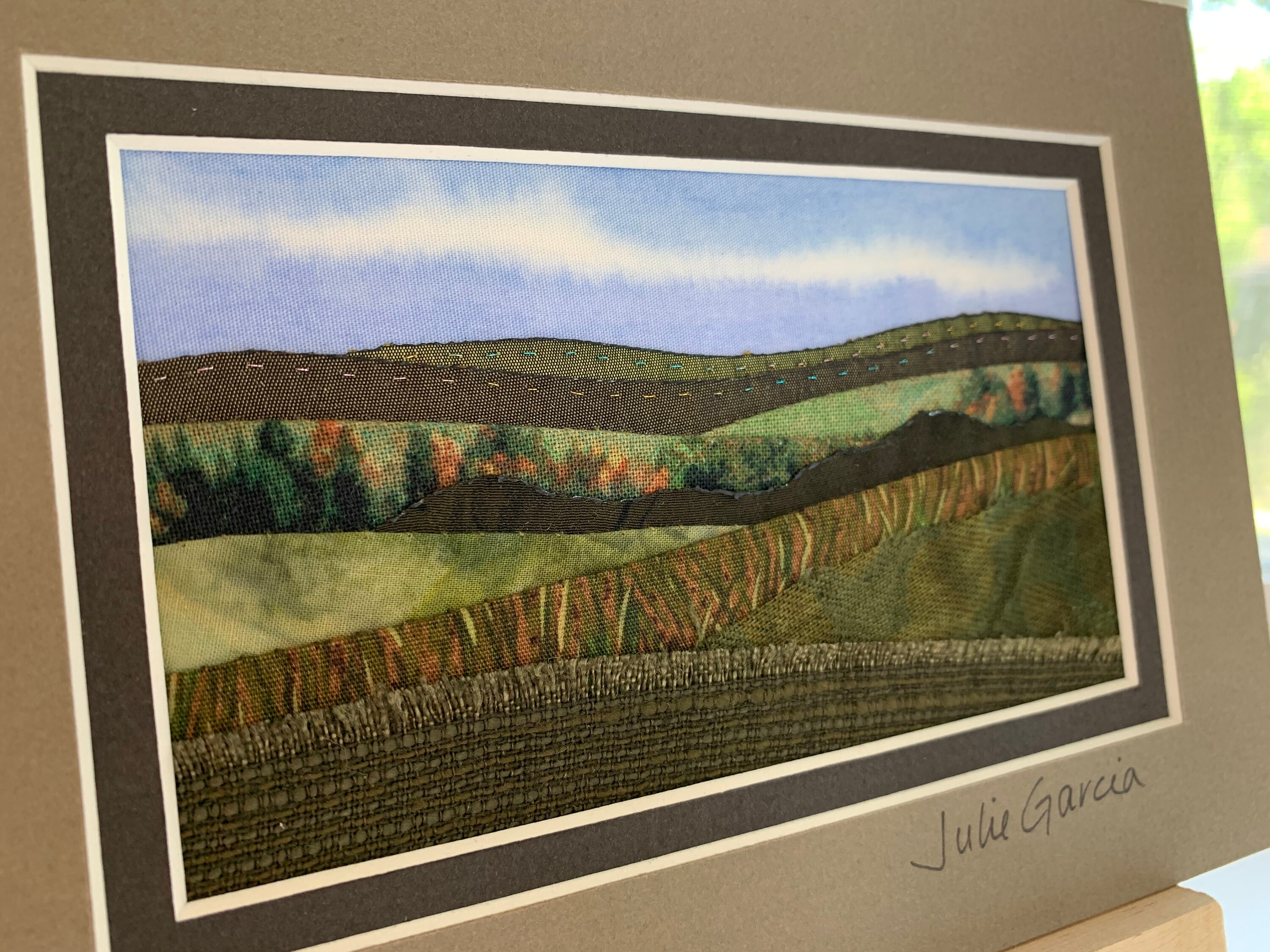 Fabric landscape with easel Hand stitched wall art in 5X7 Etsy