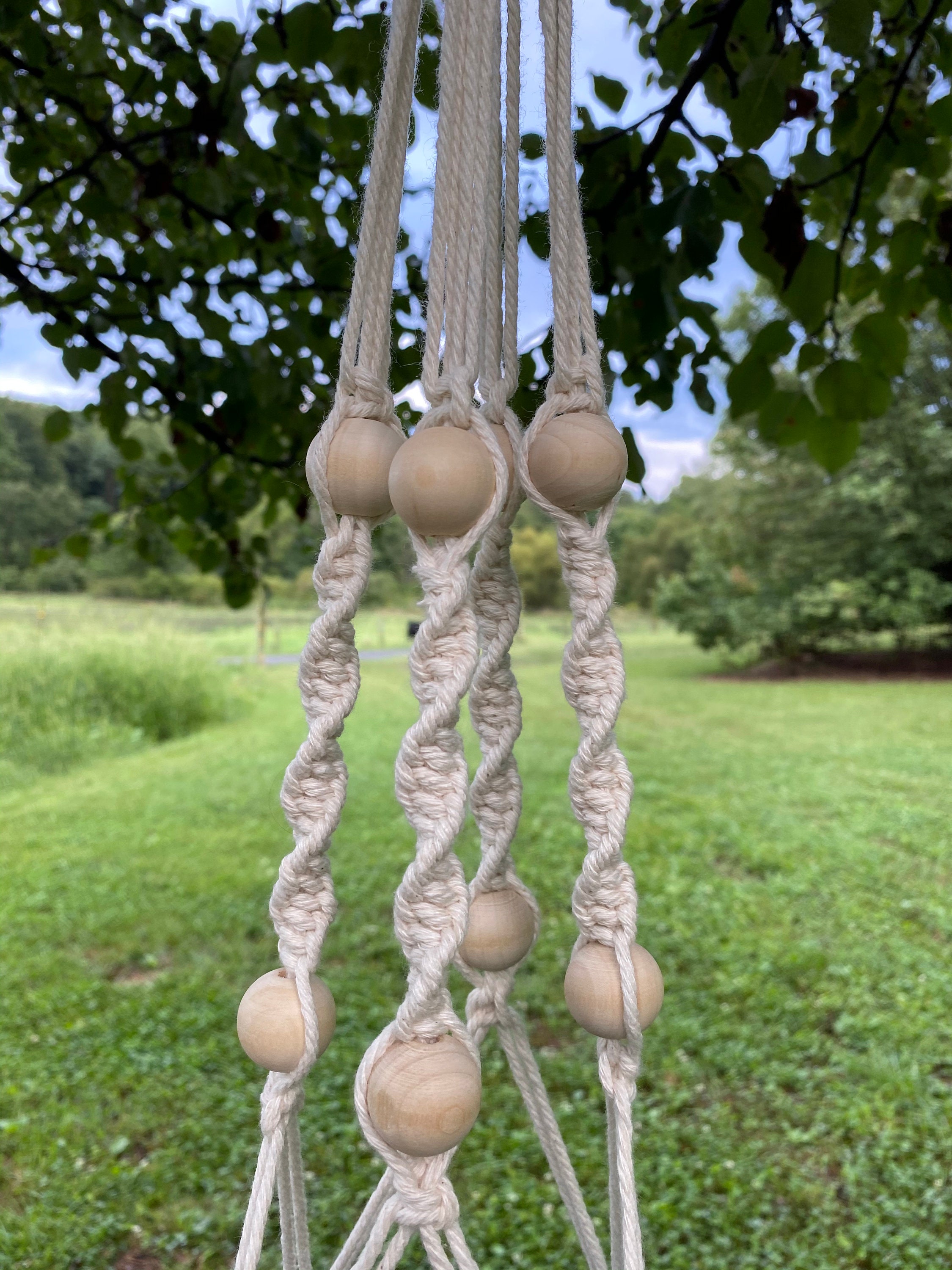 Macrame plant hanger with beads Etsy