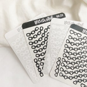 B/W CHAIN DECO sticker sheets 1ct/4ct // *read description*