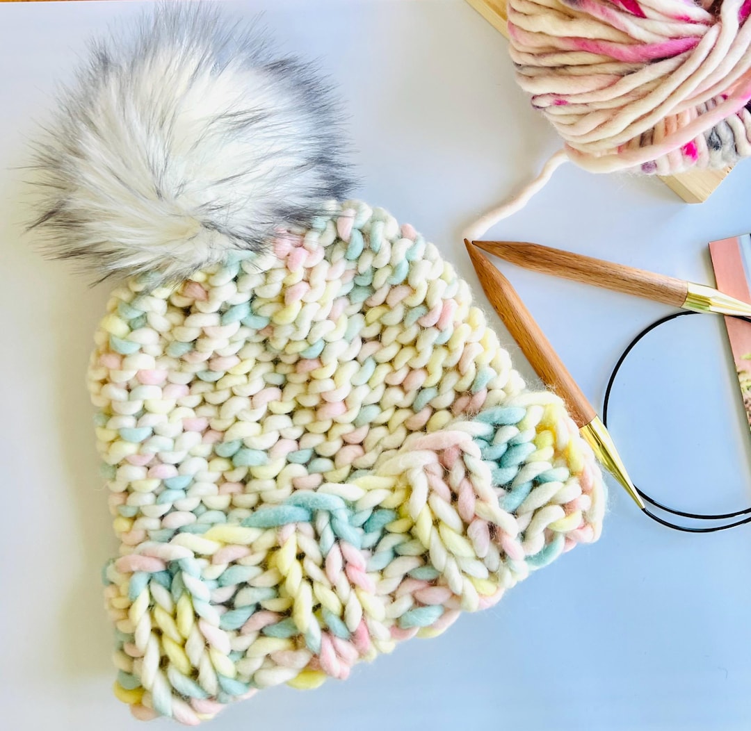Bulky Knit Beanie Pattern • Super Chunky Hat, Beginner Easy Friendly ...