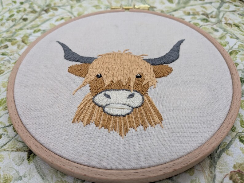 Cow Thread Scottish Highland Cow - HAND EMBROIDERY PATTERN Digital Pdf - Etsy