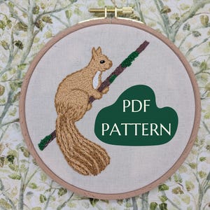 Red Squirrel Hand Embroidery Pattern: Skye Scottish Creature (PDF Digital Download