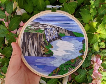 Mountainous Norwegian Landscape Embroidery Hoop Art