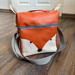 Handmade Kinder Tasche Tragetasche Musikspielbox Fuchs aus veganem Leder
