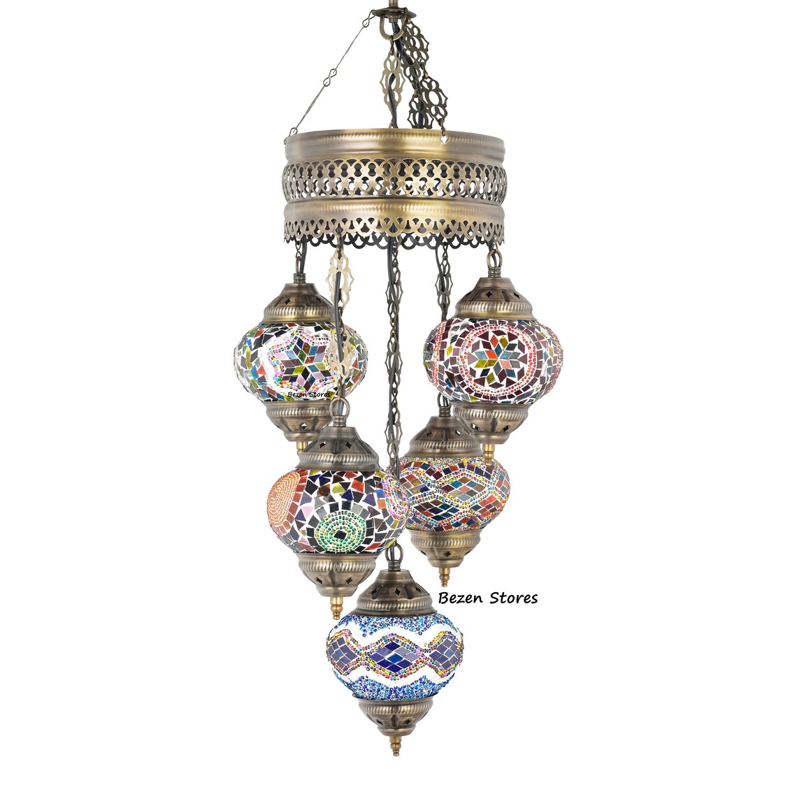 5 grandes GLOBES MOSAIC CHANDELIER lámpara de mosaico turco | Etsy