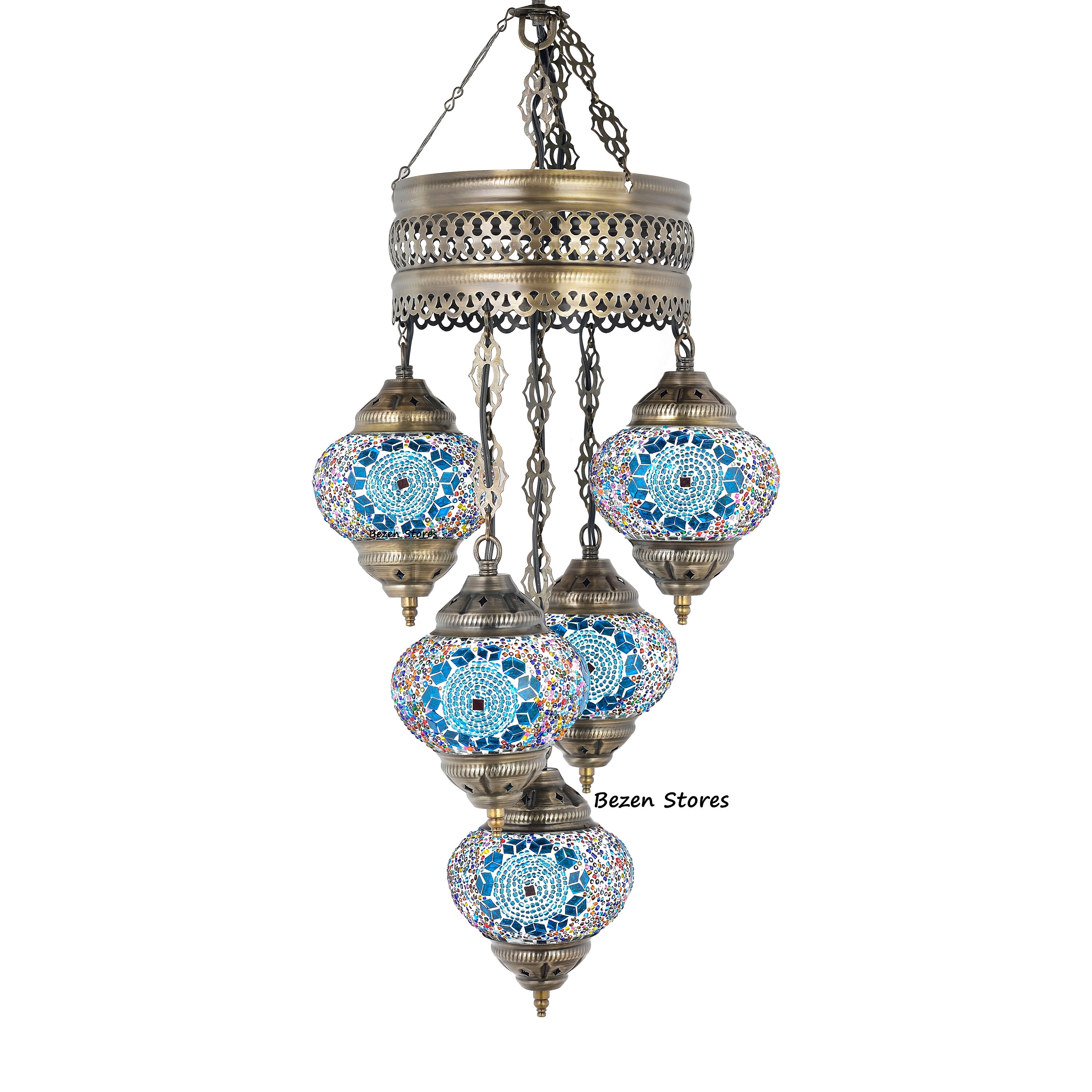 5 grandes GLOBES MOSAIC CHANDELIER lámpara de mosaico turco | Etsy