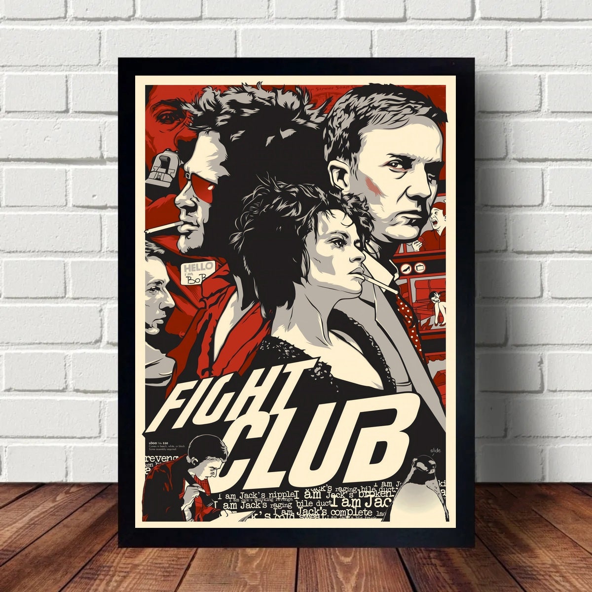 FIGHT CLUB BRAD PITT CANVAS PICTURE PRINT WALL ART HOME DECOR FREE FAST DELIVERY