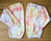 Kiwi Smoothie Capsule Collection Tie Dye Crew Sweatshirt (pastel lime light blue pink orange ice dye)