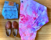 Lava Ice Dye Crew- (Ice snow dye tie dye dark pink red lavender pink peach hot warm lilac)