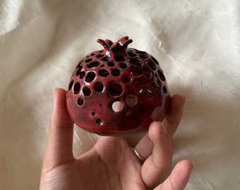Handmade ceramic pomegranate | tea light cover | incense cover | stoneware pottery