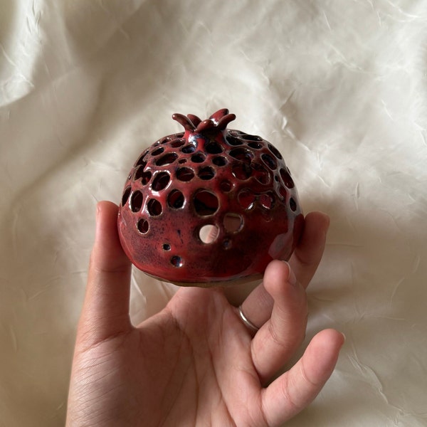 Handmade ceramic pomegranate | tea light cover | incense cover | stoneware pottery