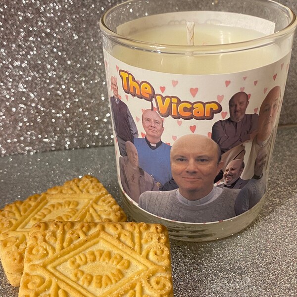 The Vicar Candle, Custard Cream Scent, Comedy Gift, Birthday Present For Him, Funny Candle, This Country BBC