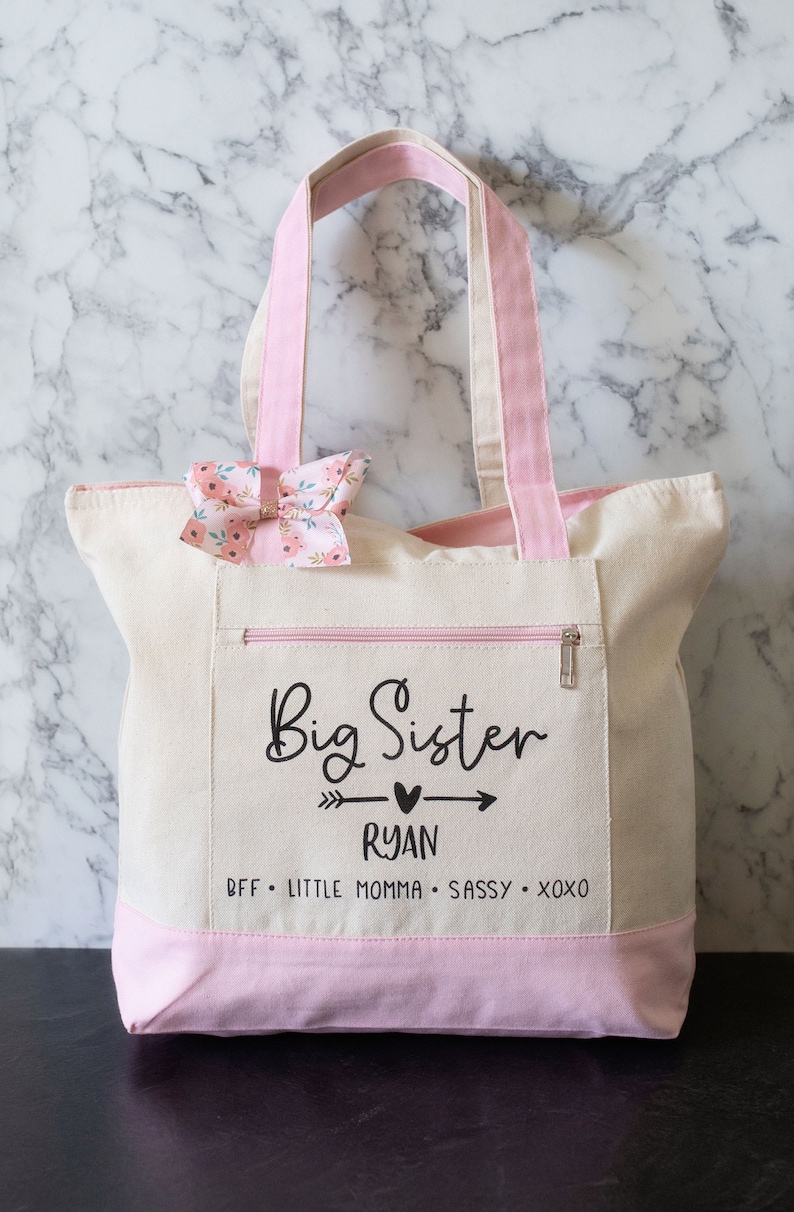 Big Sister Bag Tote Bag With Zipper Big Sister Gift Etsy