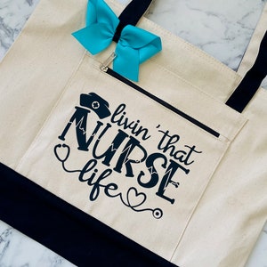 Krankenschwester Leben | Woche der Krankenschwester | Krankenschwester Geschenk | Nurse Graduate | Pflegehelferin Tote | Nurse&#39;s Week | Medizinische Einkaufstasche | Pflegekraft