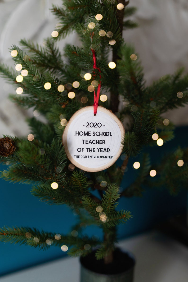 2023 Homeschool Teacher of the Year Christmas Ornament COVID-19 Corona Virus Wood Covid Ornament Funny Gift Quarantine image 2