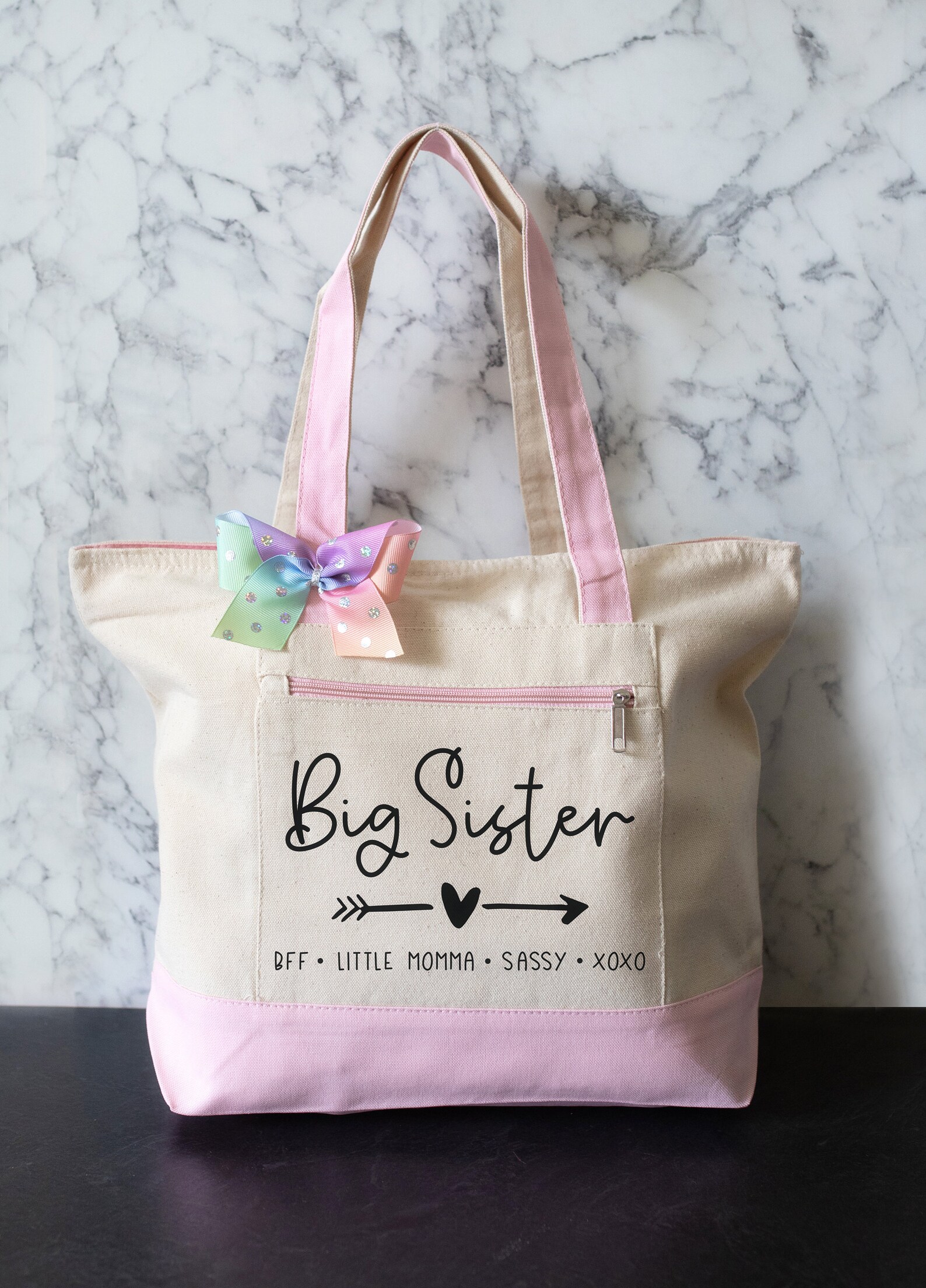 Big Sister Bag Tote Bag With Zipper Big Sister Gift Etsy