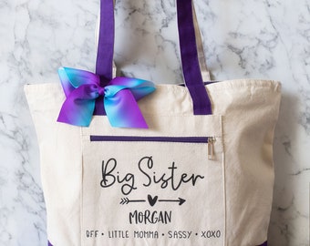 Big Sister-tas | Draagtas met ritssluiting | Cadeau grote zus | Aanstaande zus | Cadeau kraamcadeau | Grote zus draagtas