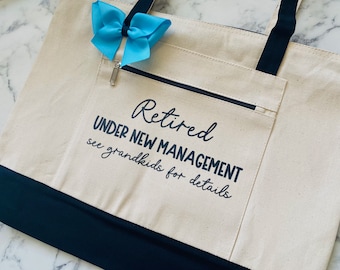 Retirement Gift | Please see grandkids | Grandma Gift | Zipper | Grandma Tote | Mother's Day Gift | retired