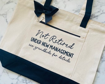 Retirement Gift | Please see grandkids | Grandma Gift | Zipper | Grandma Tote | Mother's Day Gift | retired