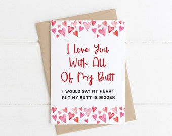 Funny Valentine Card Husband, Funny Anniversary Card Husband, Love Card, Big Butt, Funny Card, Boyfriend Card