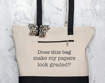 Teacher Bag | Tote Bag With Zipper | Funny Teacher Gift | Teacher Appreciation Gift | Teacher Christmas Gift