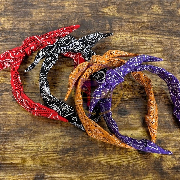 Black Bandana Headband, Red Bandana Headband, Purple Bandana Headband, Orange Bandana Headband, Rockabilly Headband, Top Knot Headband