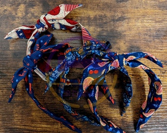 Americana Style Print Headband, Picnic Headband, Cherry Pie Headband, Lobster Headband, Knotted Headband, Bow Headband, Top Knot Headband