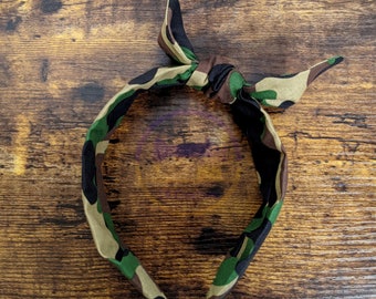 Camouflage Print Headband, Bandana Headband, Top Knot Headband, Bow Headband, Knotted Headband, Camo Headband