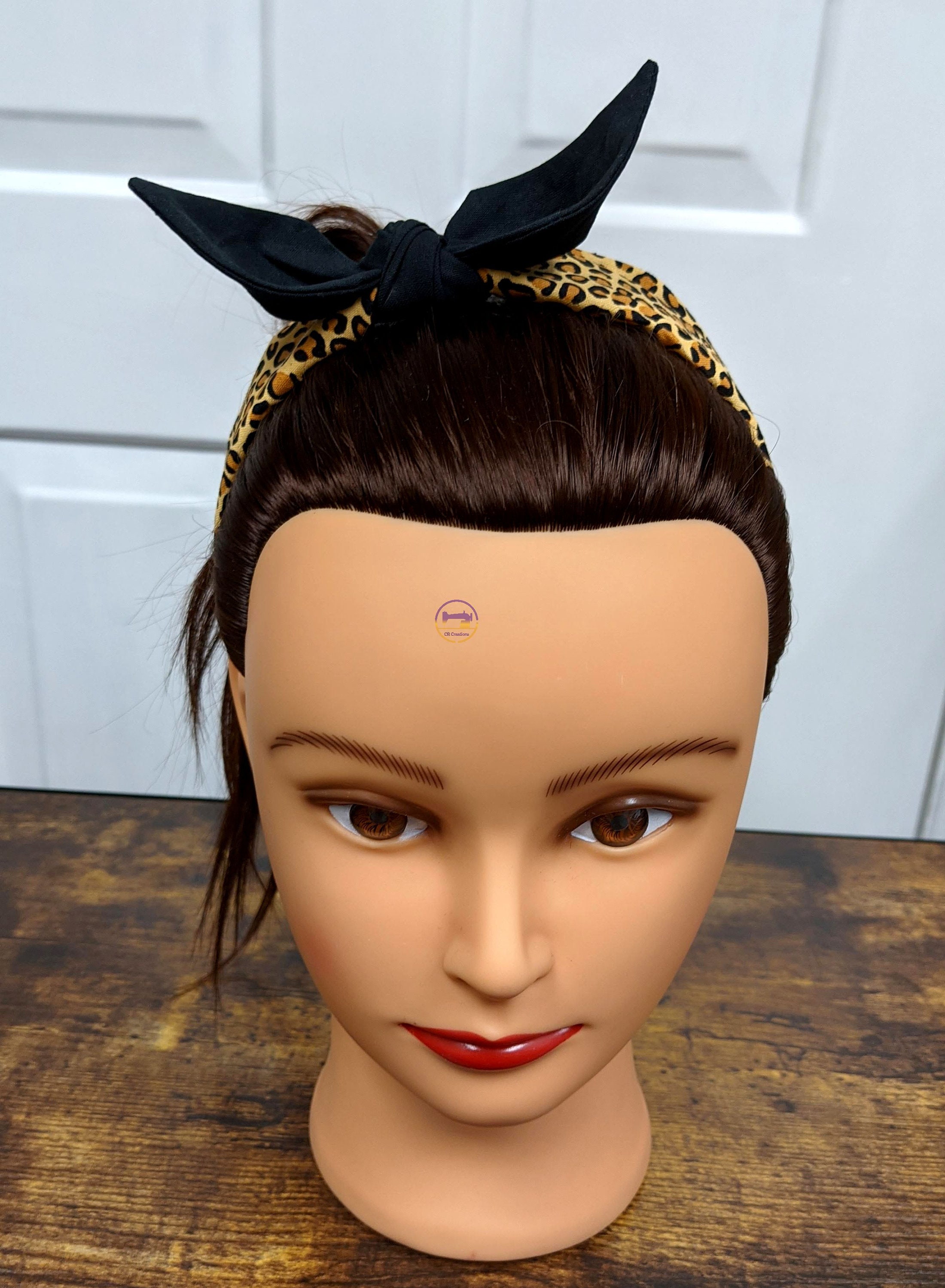 Leopard Print Headband, Leopard Headband, Top Knot Headband, Bow