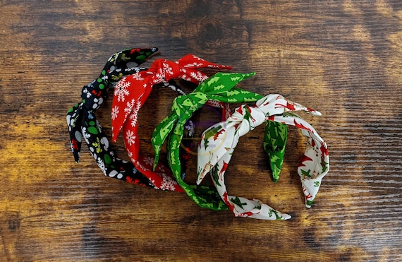 Christmas Print Headband, Top Knot Headband, Knotted  display picture 1