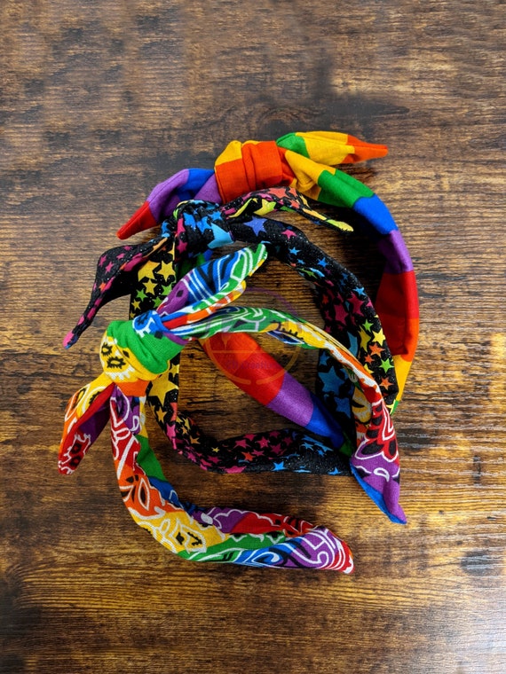 Rainbow Bandana Headband Rainbow Stripe Headband Rainbow Etsy