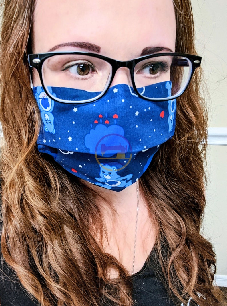 Care Bears Print Pleated Face Mask Lightweight Two Layer Etsy