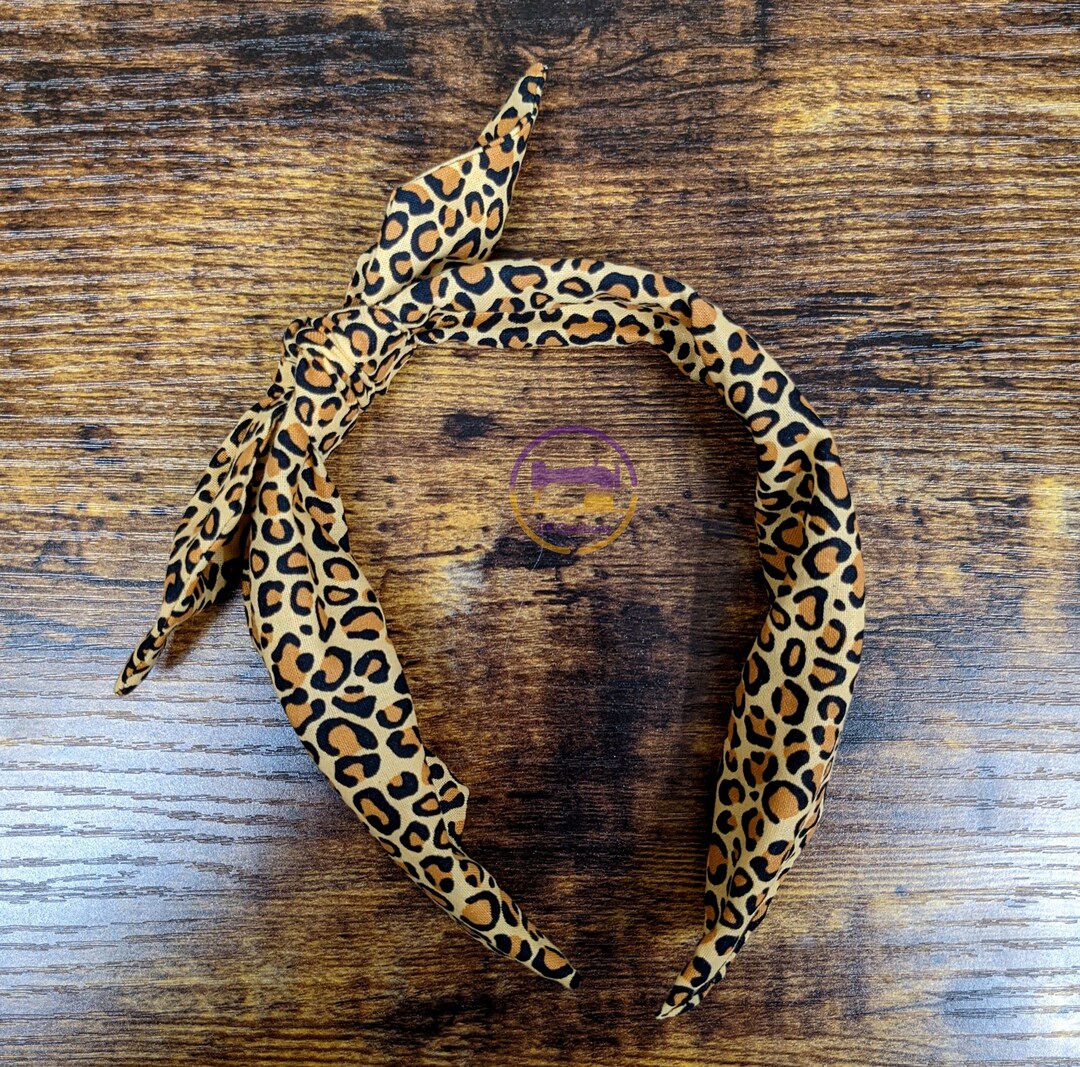 Leopard Print Headband, Leopard Headband, Top Knot Headband, Bow
