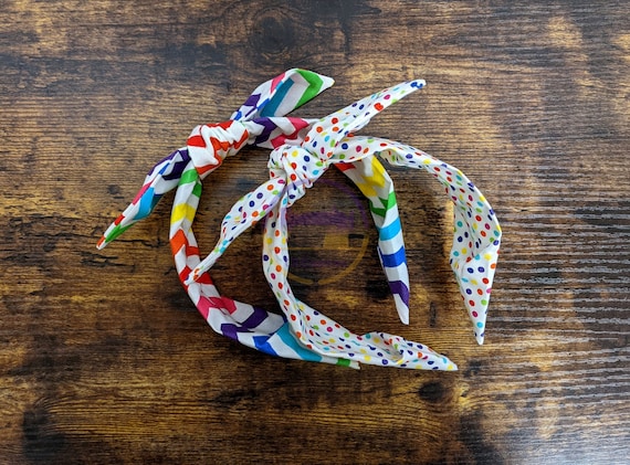 Rainbow Stripes Headband, Rainbow Polka Dots Headband  display picture 3